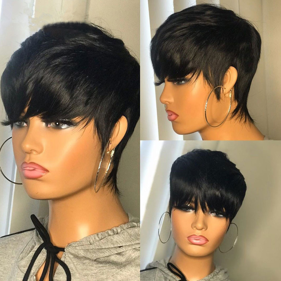 Short Pixie Cut Wig Human Hair Cheap - 짧은 길이의 천연 모발 가발, 픽시