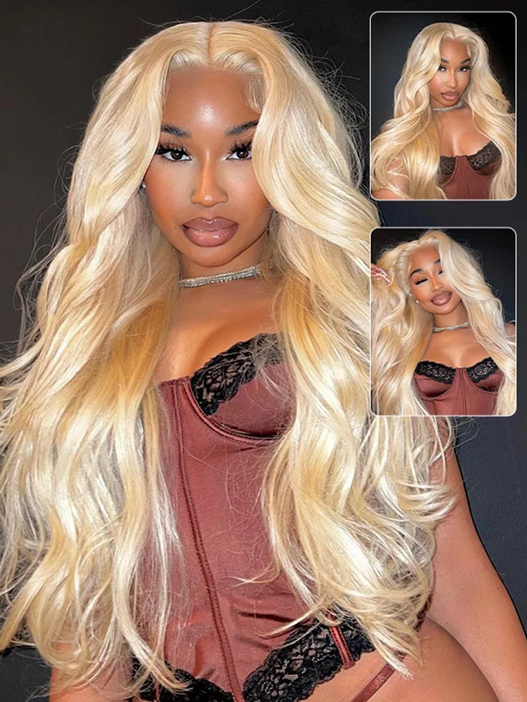 613 Blonde Body Wave Lace Front Wig - 613 허니 블론드 컬러 40인치 인모