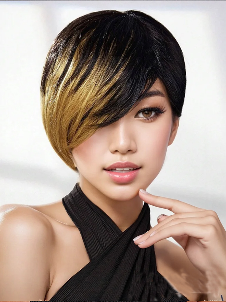 Short Pixie Cut Wig Human Hair Cheap - 짧은 픽시 컷 가발 스트레이트 옴버