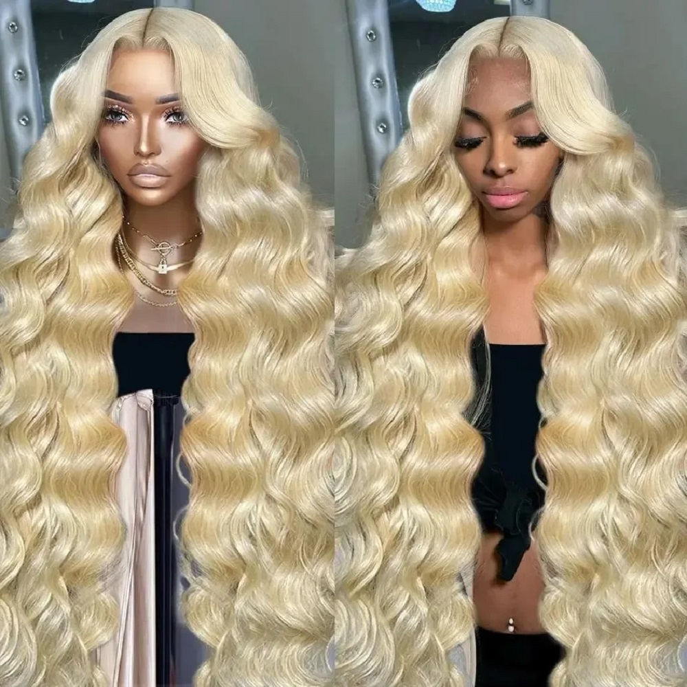 613 Blonde Body Wave Lace Front Wig - 46인치 HD 블론드 13x4 레이스 프론트