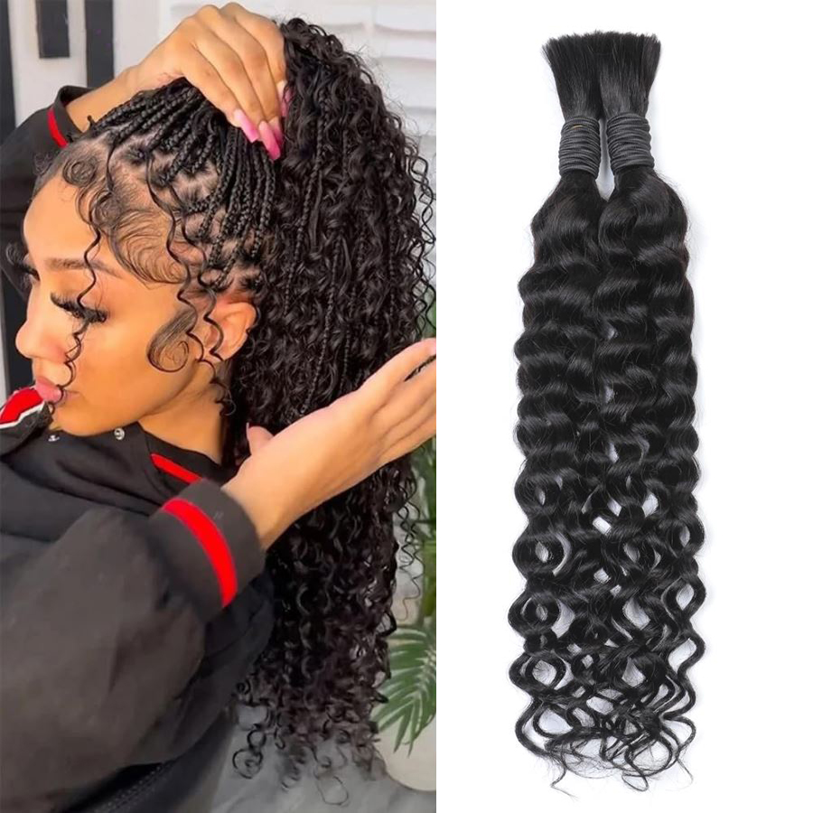 Water Wave Bulk Human Hair For Braiding - 보헤미안 스타일의 물결 모양 인모, 땋기용