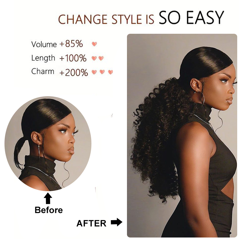 긴 곱슬 Drawstring 포니 테일 아프로 퍼프 변 - Drawstring Afro Curly Puff Ponytail 리뷰 및 가격
