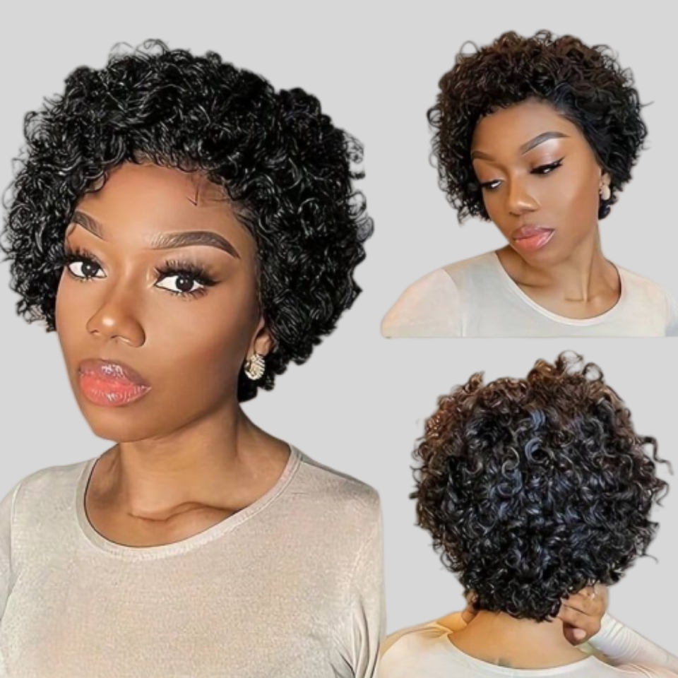 곱슬 픽시컷 가발 레이스 인모 가발 워터웨이브 숏밥 가 - Short Pixie Cut Wig Human Hair Cheap 리뷰 및 가격
