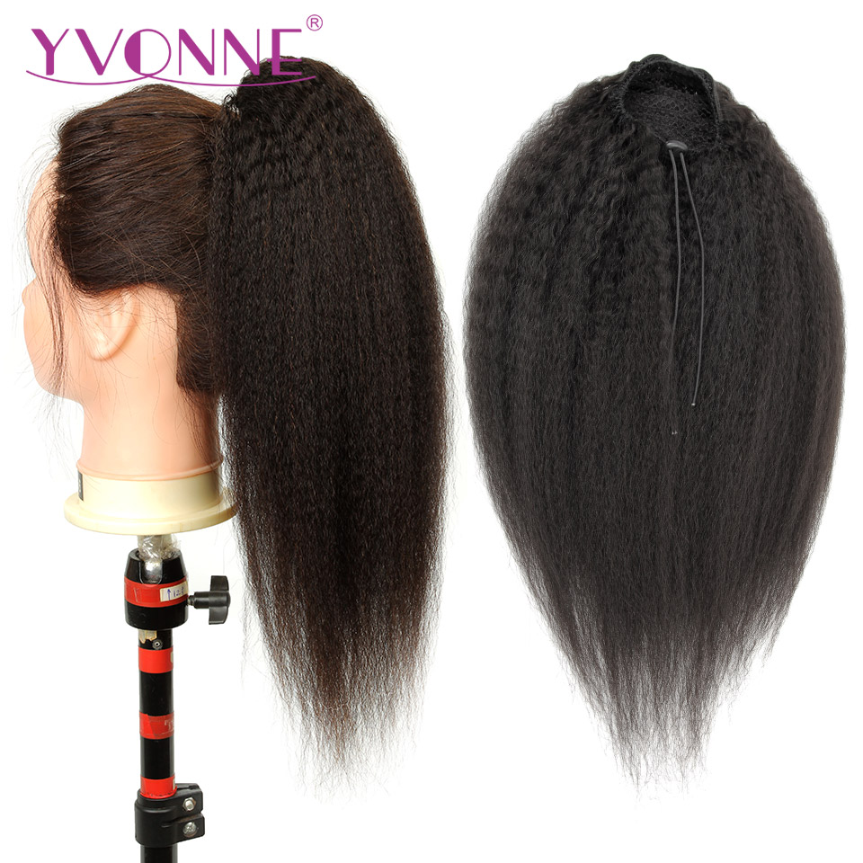 Yvonne 킨키 스트레이트 드로스트링 포니테일 인모  - Seamless Clip In Hair Extensions Human Hair 리뷰 및 가격