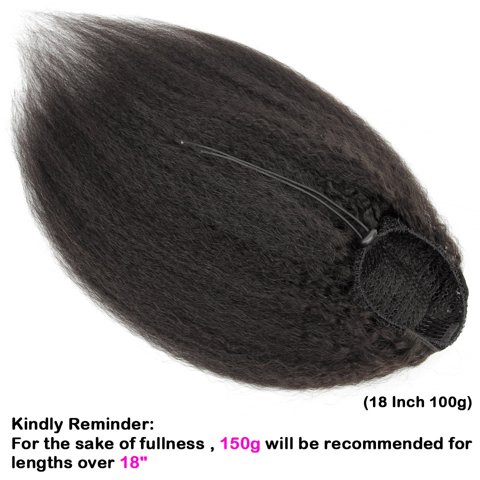 Yvonne 킨키 스트레이트 드로스트링 포니테일 인모  - Seamless Clip In Hair Extensions Human Hair 리뷰 및 가격