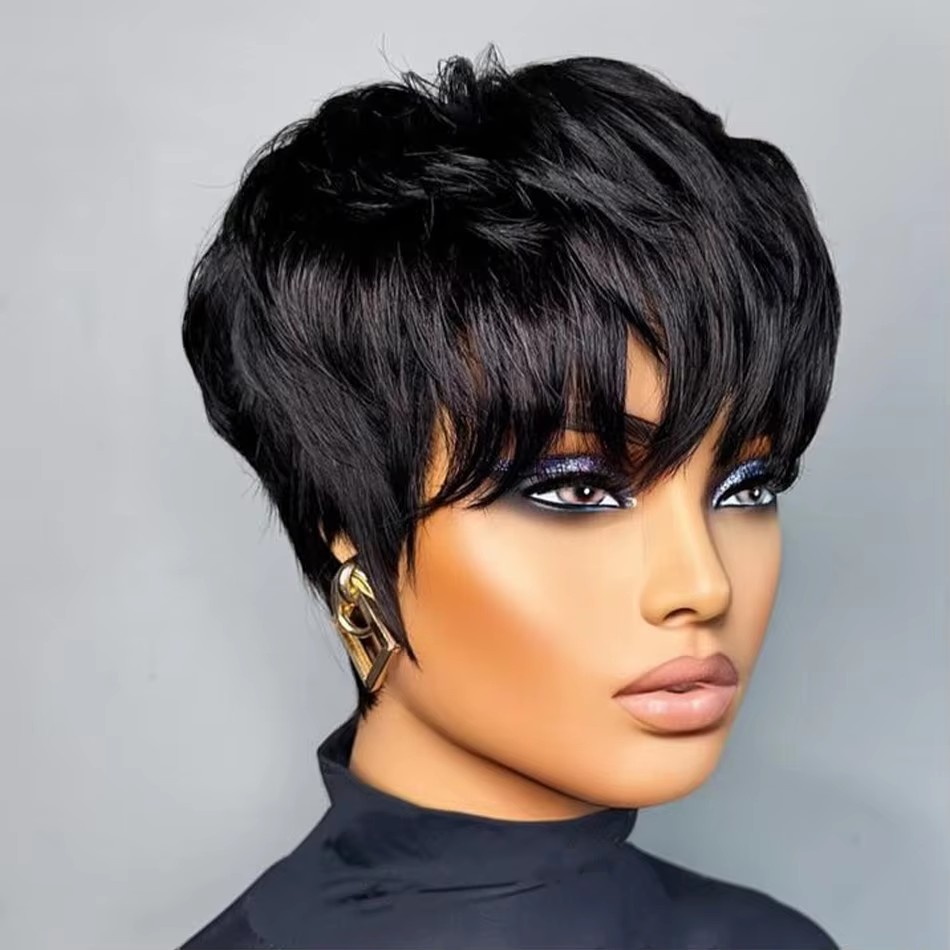 여성용 숏 픽시컷 인모 가발, 기계식 제작 인모 스트레 - Short Pixie Cut Wig Human Hair Cheap 리뷰 및 가격