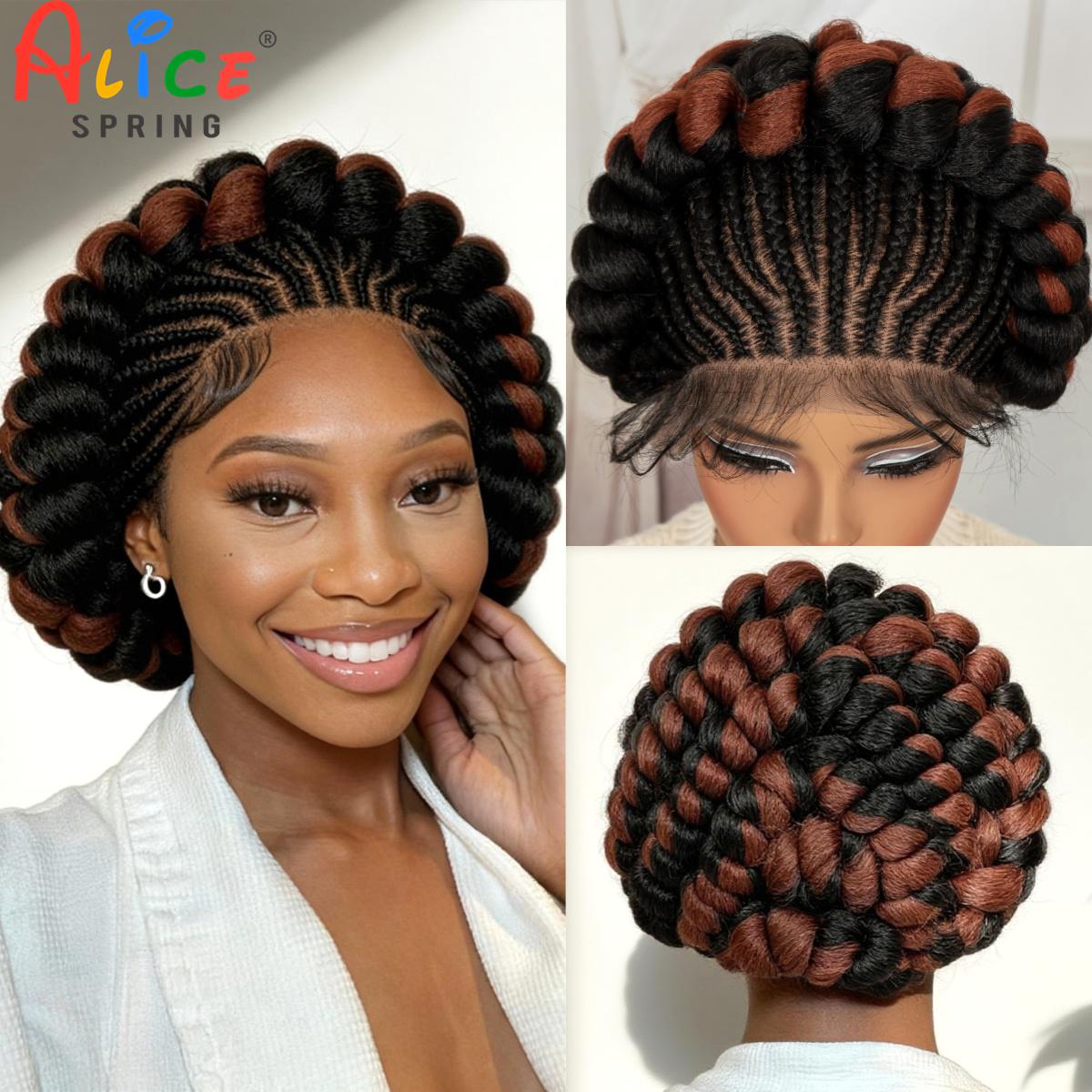 콘로우 브레이드 가발 합성 풀 레이스 컬러 반투 브레이 - Synthetic Braided Wigs For Black Women 리뷰 및 가격