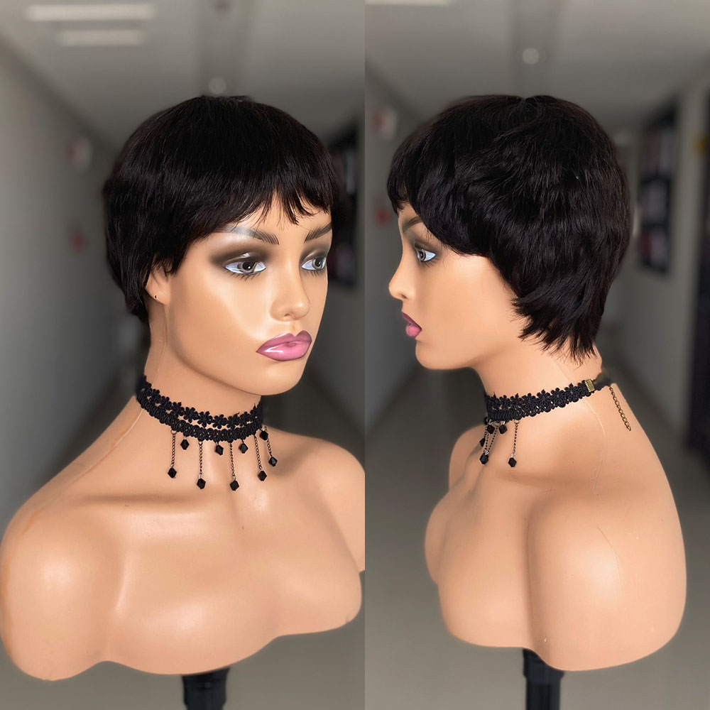 짧은 생머리 인모 가발, 내추럴 컬러 브라질 레미 헤어 - Short Pixie Cut Wig Human Hair Cheap 리뷰 및 가격