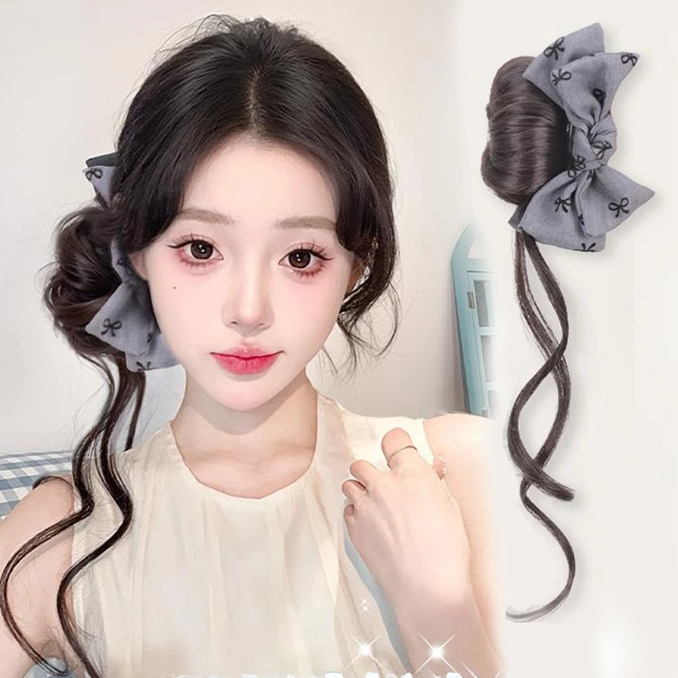 Bowknot 클로 클립이있는 합성 머리 롤빵 머리 확 - Claw Clip Messy Bun Hair Piece 리뷰 및 가격