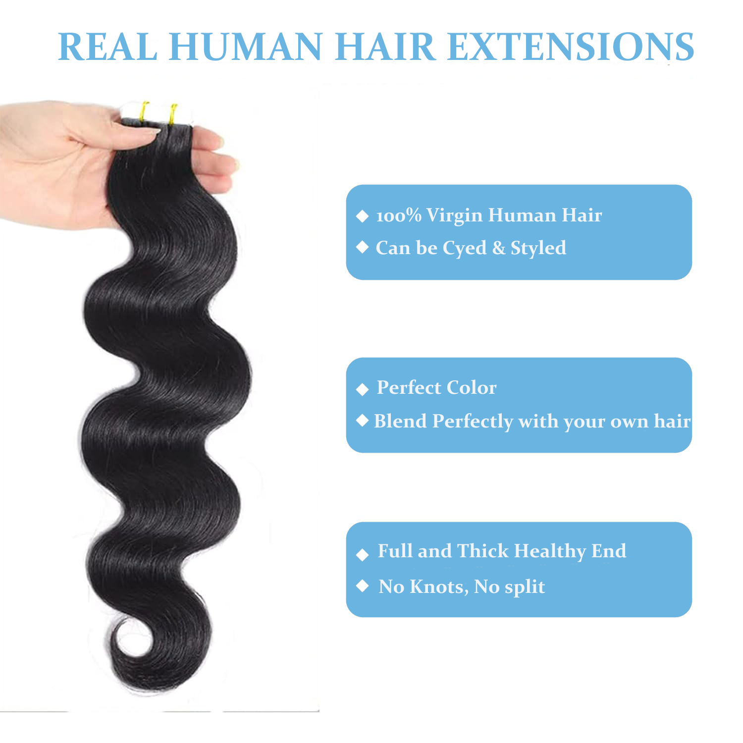 인간의 머리카락 확장에 긴 바디 웨이브 테이프 브라질  - Invisible Tape In Extensions Real Hair 리뷰 및 가격
