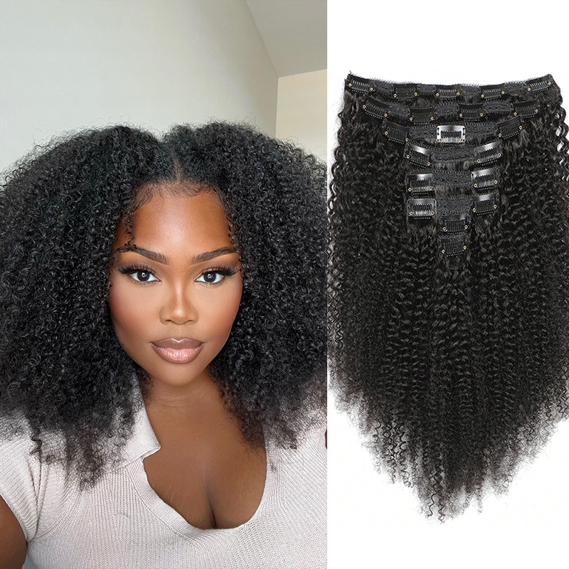 아프로 인간의 머리카락 클립 확장 100% 인간의 머리 - Seamless Clip In Hair Extensions Human Hair 리뷰 및 가격