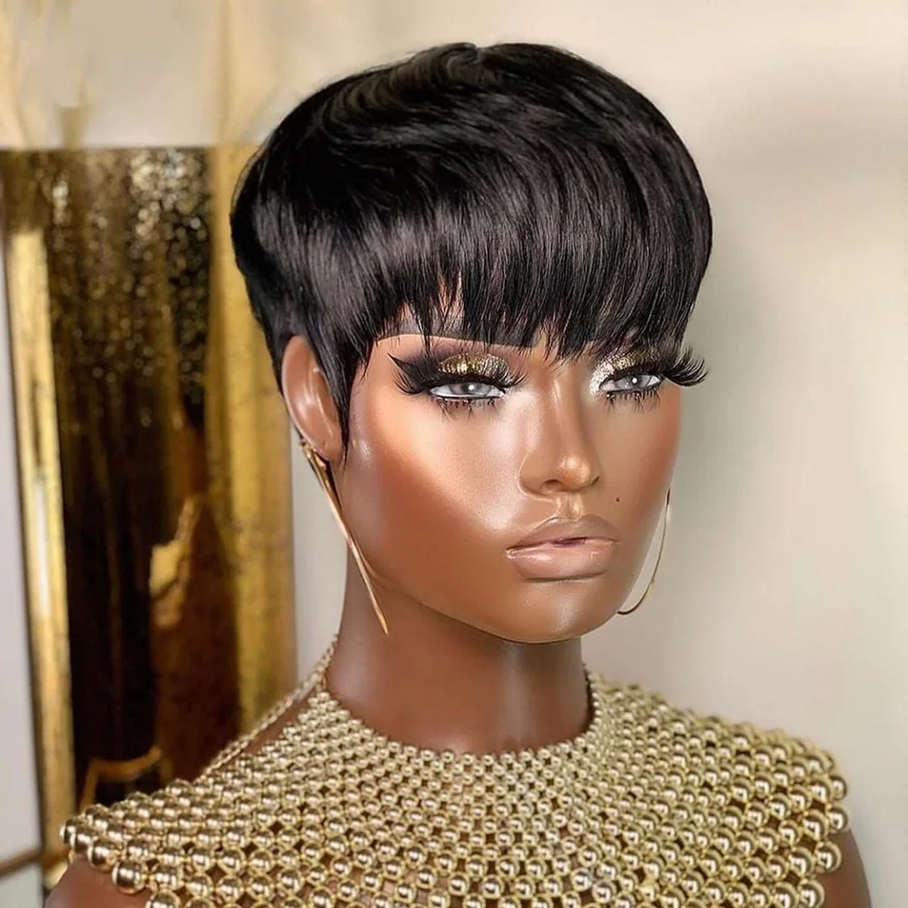 짧은 인모 가발 픽시컷 스트레이트 브라질리언 가발 흑인 - Short Pixie Cut Wig Human Hair Cheap 리뷰 및 가격