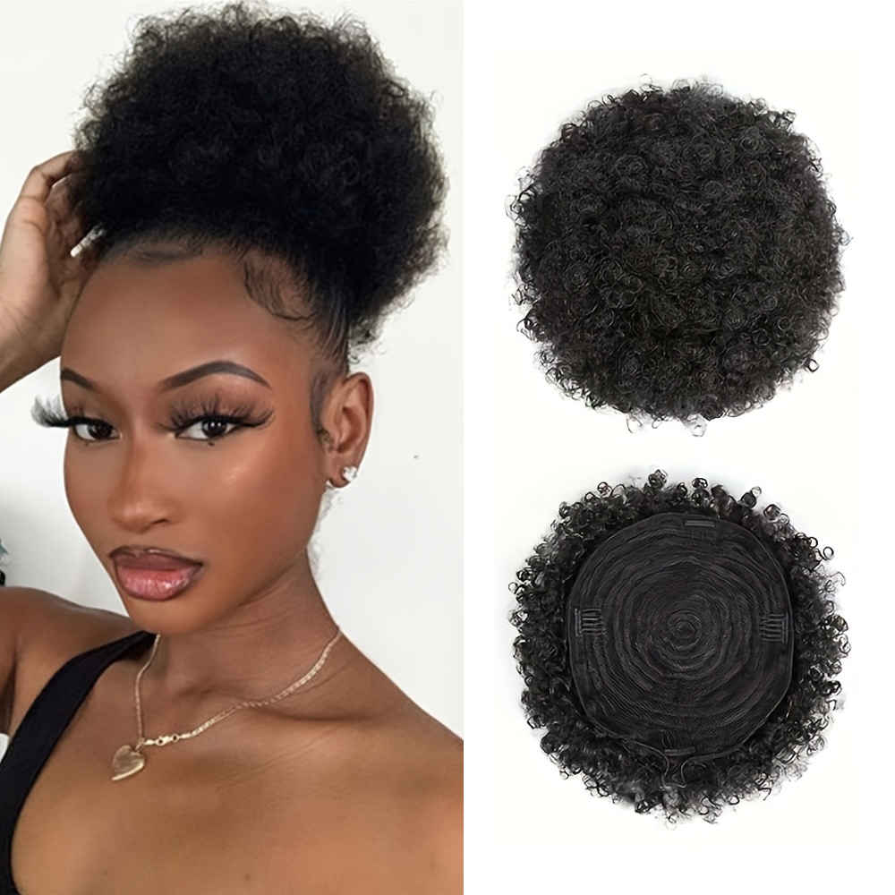 아프로 곱슬머리 퍼프 100% 인모 번 포니테일 12A - Drawstring Afro Curly Puff Ponytail 리뷰 및 가격